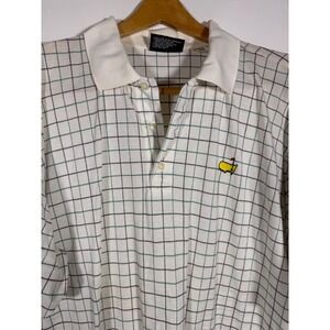 Masters Collection Golf Polo Shirt Mens XL White Green Check Mercerized Cotton